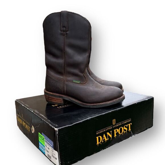 Dan Post Albuquerque Brown Leather Waterproof Pull on Boots Men's size 10 EW - Picture 1 of 12